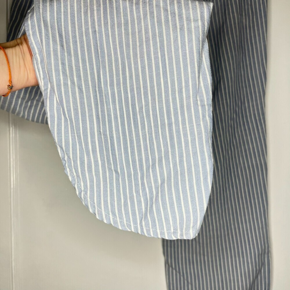 Marine Layer Women Pants Medium Blue White Tencel Stripe Pull On Pockets Stretch - Picture 10 of 16
